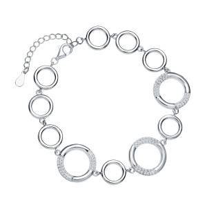 Bratara argint cu cercuri si pietre DiAmanti Z1962BR_W-DIA (Argint 925‰ 7,5 g.)